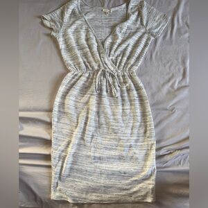 See You Monday Striped Gray Light Knit Dress. Size L
